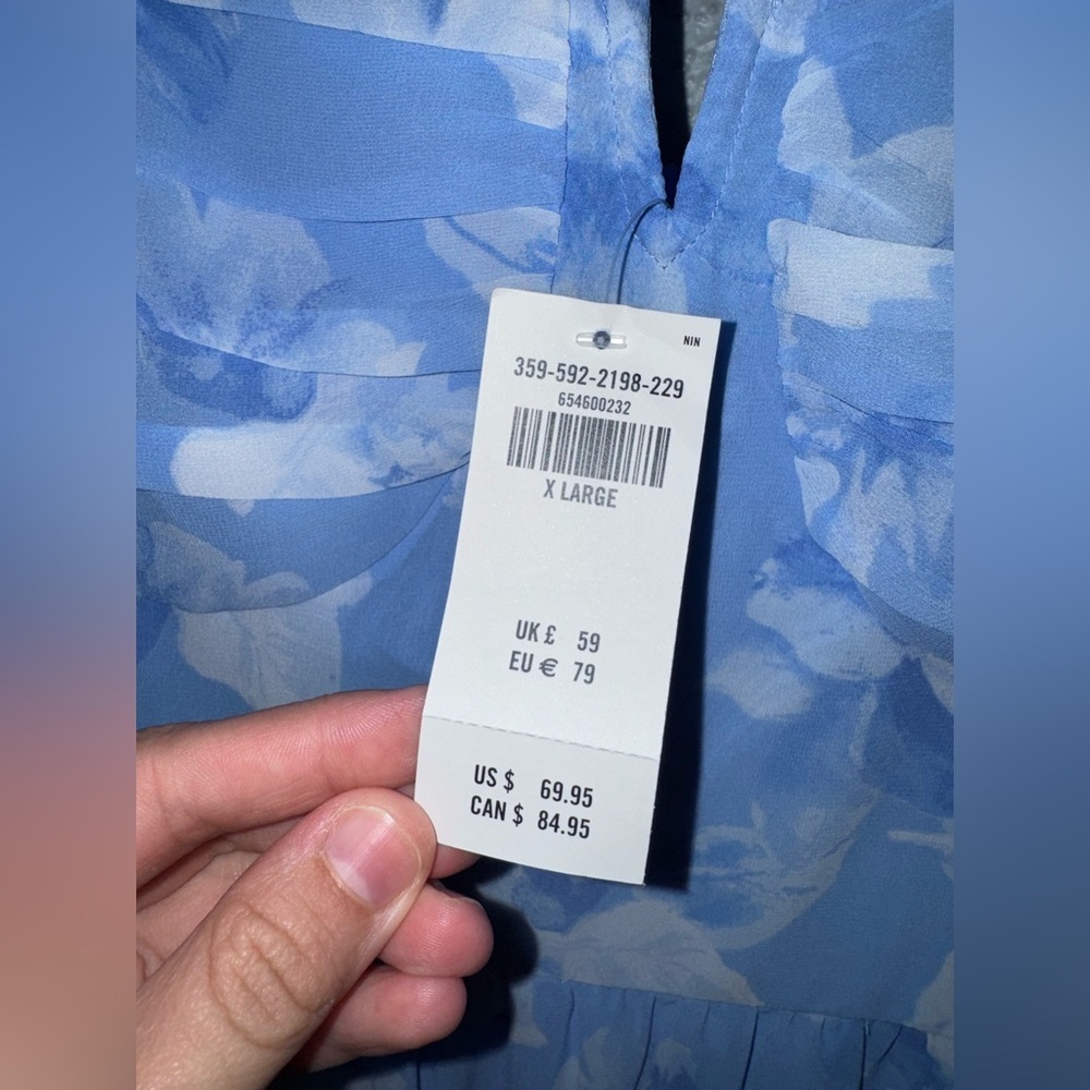 NWT Hollister Blue Floral Mini Dress XL Ruched Bust Flowy Summer - Picture 5 of 5